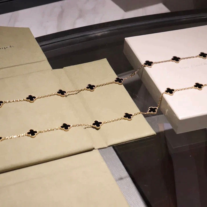 [⭐Spark]CLOVER 20 MOTIFS ONYX NECKLACE