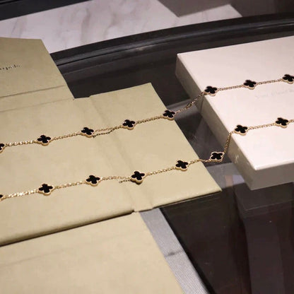 [⭐Spark]CLOVER 20 MOTIFS ONYX NECKLACE