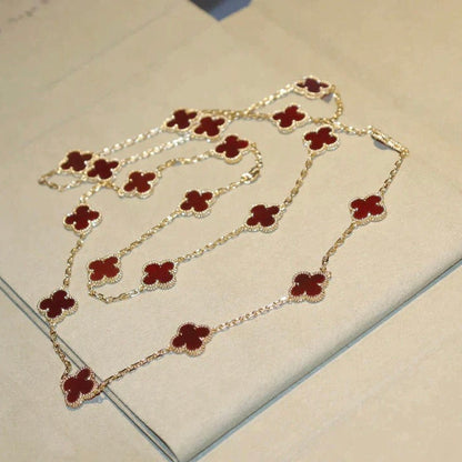 [⭐Spark]CLOVER 20 MOTIFS CARNELIAN NECKLACE