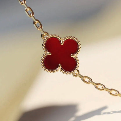 [⭐Spark]CLOVER 20 MOTIFS CARNELIAN NECKLACE