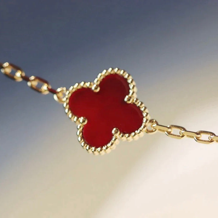 [⭐Spark]CLOVER 20 MOTIFS CARNELIAN NECKLACE