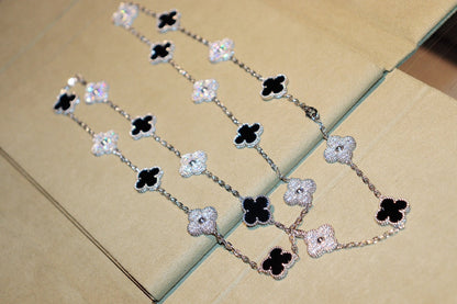 [⭐Spark]CLOVER 20 MOTIFS ONYX DIAMOND SILVER