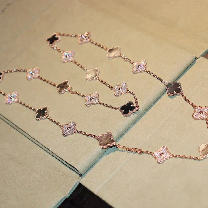[⭐Spark]CLOVER 20 MOTIFS DARK MOP DIAMOND  NECKLACE