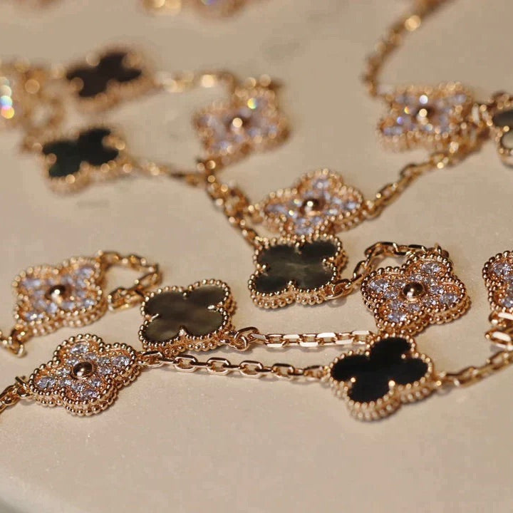 [⭐Spark]CLOVER 20 MOTIFS DARK MOP DIAMOND  NECKLACE
