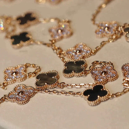 [⭐Spark]CLOVER 20 MOTIFS DARK MOP DIAMOND  NECKLACE