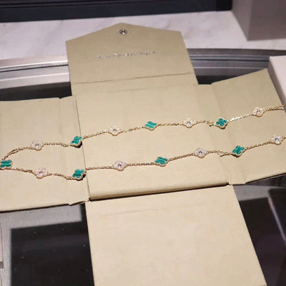 [⭐Spark]CLOVER 20 MOTIFS MALACHITE DIAMOND NECKLACE