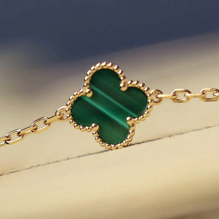 [⭐Spark]CLOVER 20 MOTIFS MALACHITE DIAMOND NECKLACE