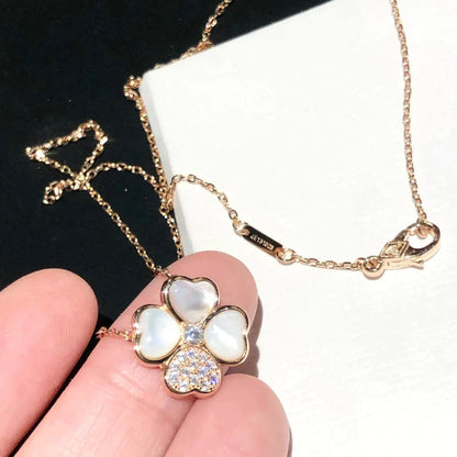 [⭐Spark]CLOVER MOP DIAMOND ROSE GOLD NECKLACE