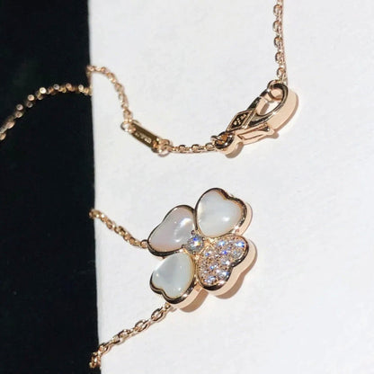 [⭐Spark]CLOVER MOP DIAMOND ROSE GOLD NECKLACE