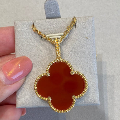 [⭐Spark]CLOVER 25MM NECKLACE GOLD CARNELIAN