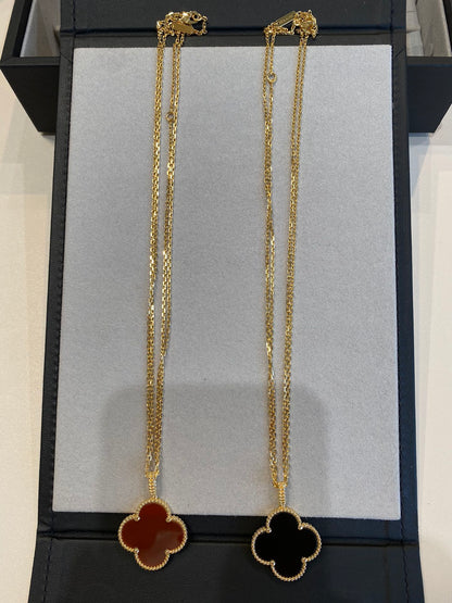 [⭐Spark]CLOVER 25MM NECKLACE GOLD CARNELIAN