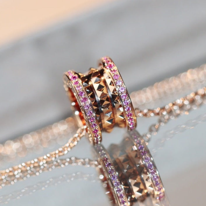 [⭐Spark]ZERO 1 ROCK PINK GOLD PINK DIAMOND NECKLACE