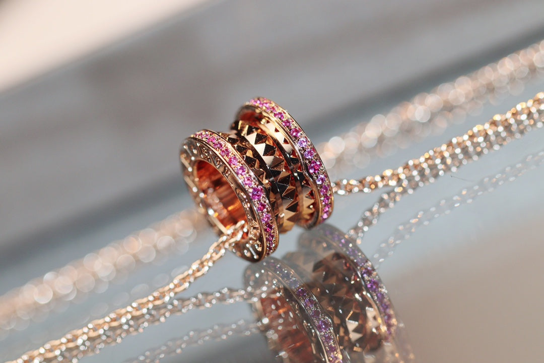 [⭐Spark]ZERO 1 ROCK PINK GOLD PINK DIAMOND NECKLACE