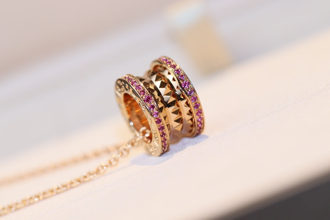 [⭐Spark]ZERO 1 ROCK PINK GOLD PINK DIAMOND NECKLACE