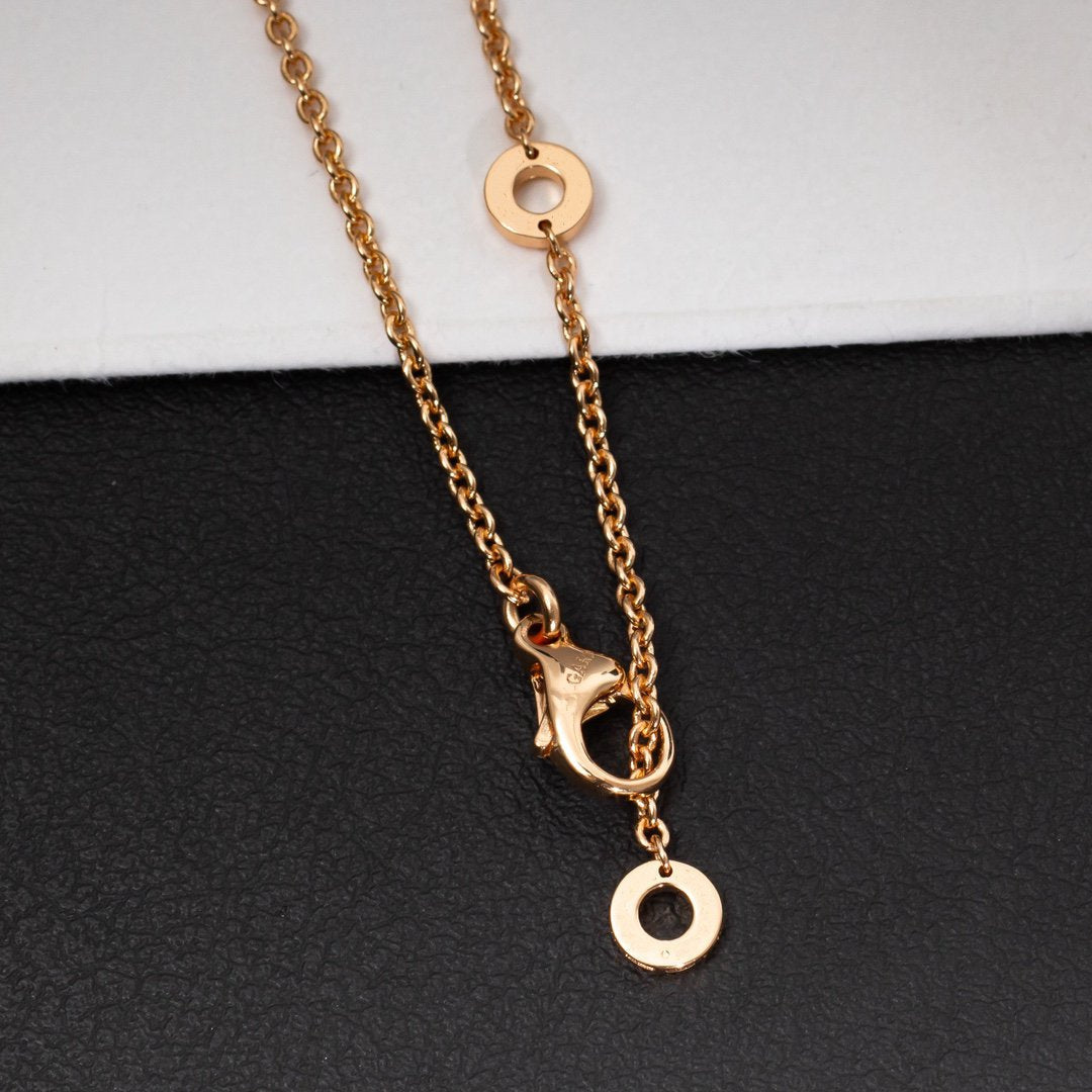 [⭐Spark]ZERO 1 WHITE CERAMIC PINK GOLD DIAMOND NECKLACE