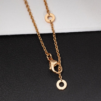 [⭐Spark]ZERO 1 WHITE CERAMIC PINK GOLD DIAMOND NECKLACE