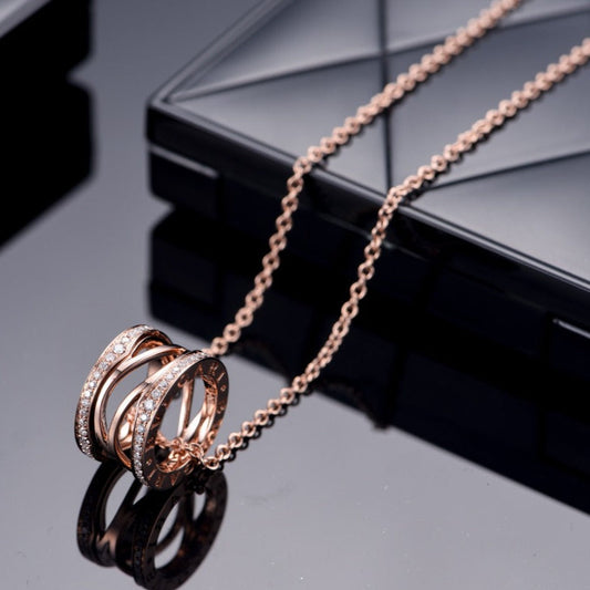 [⭐Spark]ZERO 1 PINK GOLD DIAMOND OPEN NECKLACE