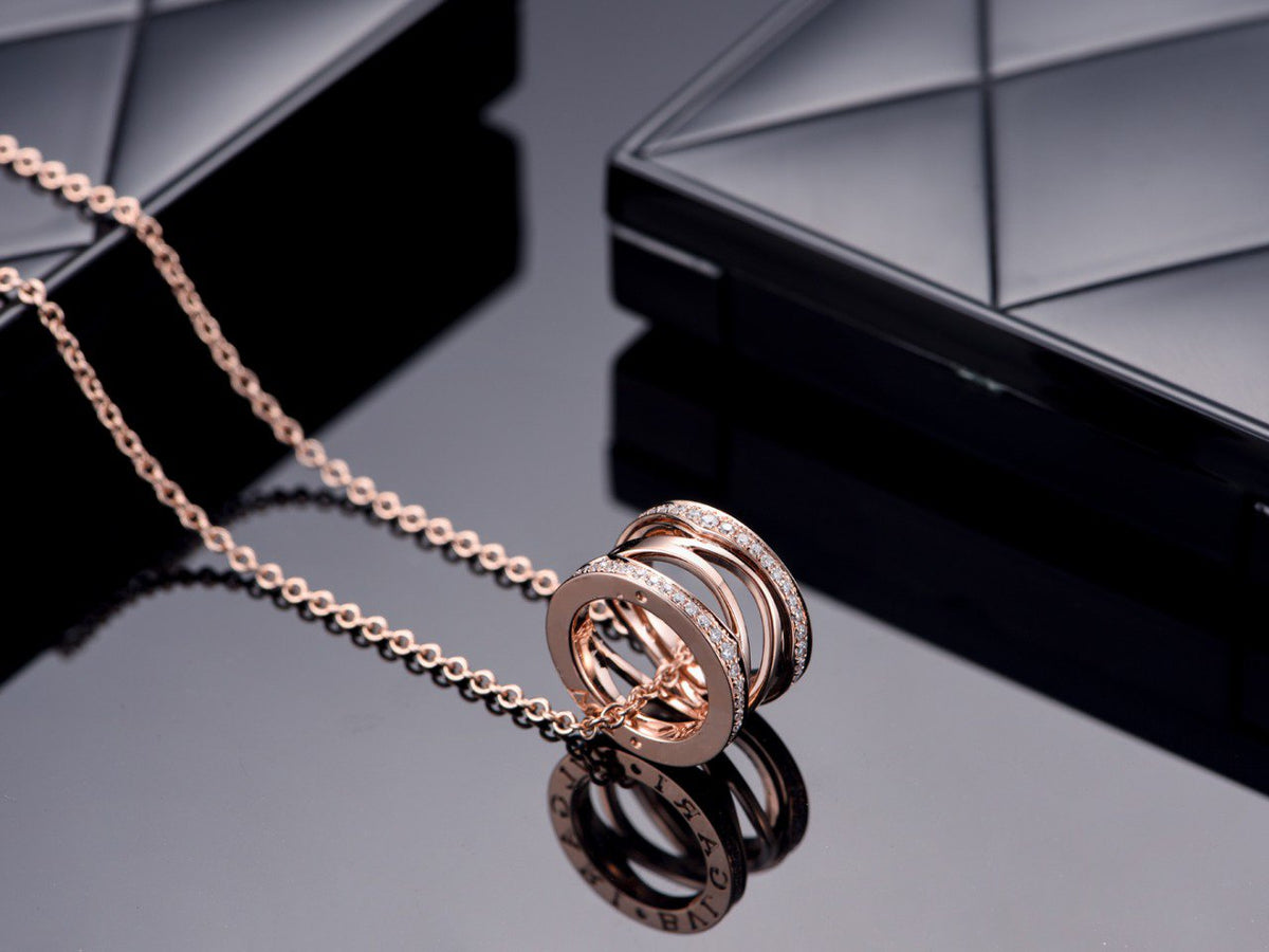 [⭐Spark]ZERO 1 PINK GOLD DIAMOND OPEN NECKLACE