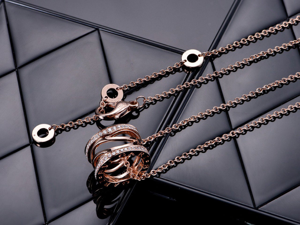 [⭐Spark]ZERO 1 PINK GOLD DIAMOND OPEN NECKLACE