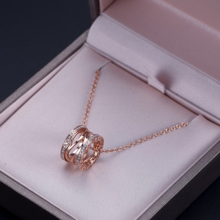 [⭐Spark]ZERO 1 PINK GOLD DIAMOND OPEN NECKLACE