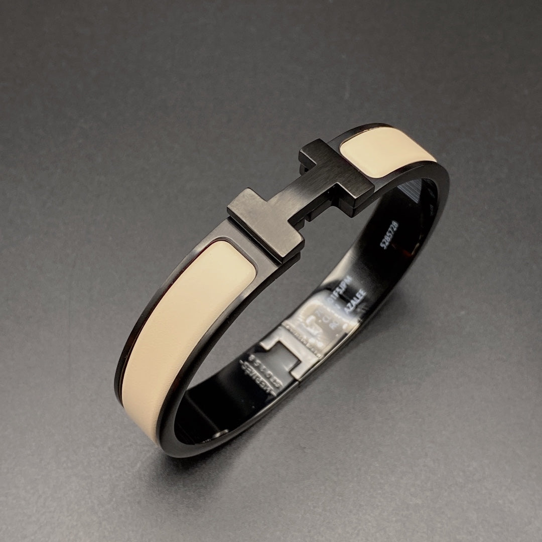 [⭐Spark]H BRACELET 12MM BLACK BEIGE CERAMIC