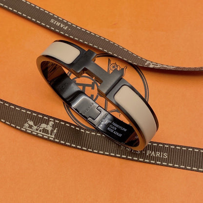 [⭐Spark]H BRACELET 12MM BLACK BEIGE CERAMIC
