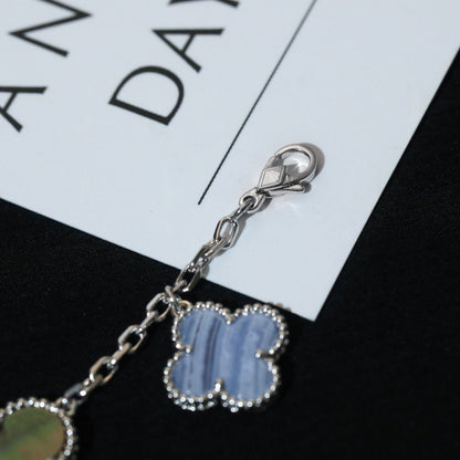 [⭐Spark]CLOVER BRACELET 5 MOTIFS MOP CHALCEDONY SILVER