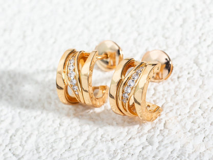[⭐Spark]ZERO 1 PINK GOLD DIAMONDS EARRINGS