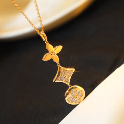 [⭐Spark]STAR AND SUN DIAMOND PINK GOLD NECKLACE
