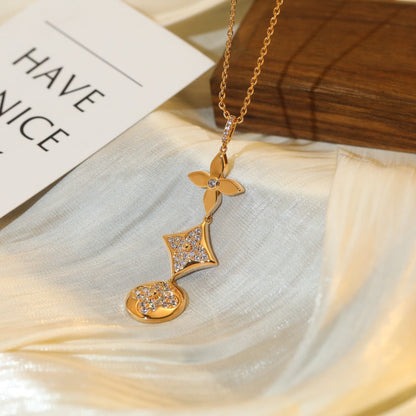 [⭐Spark]STAR AND SUN DIAMOND PINK GOLD NECKLACE