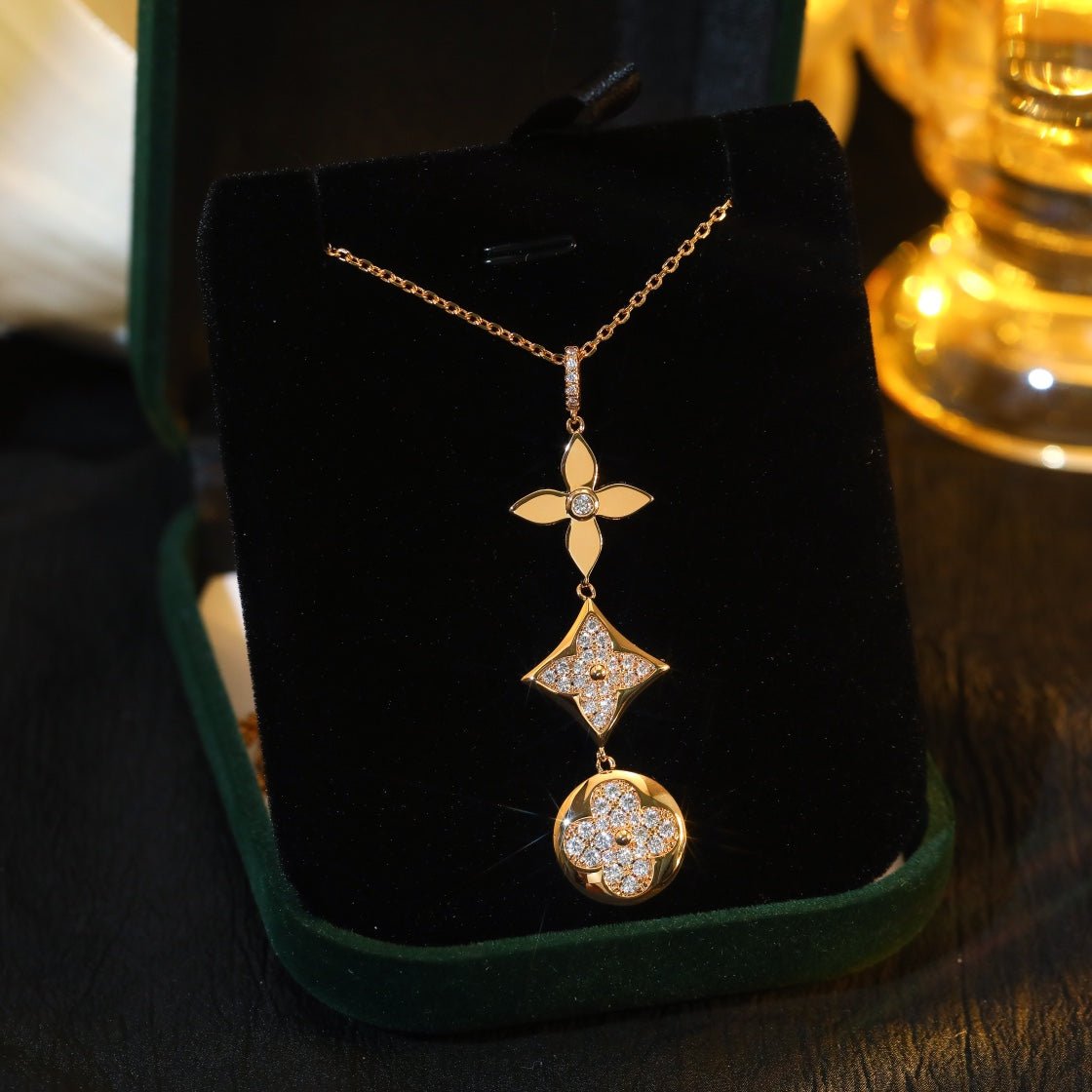 [⭐Spark]STAR AND SUN DIAMOND PINK GOLD NECKLACE