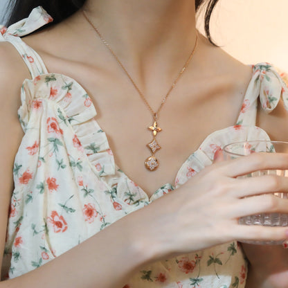 [⭐Spark]STAR AND SUN DIAMOND PINK GOLD NECKLACE