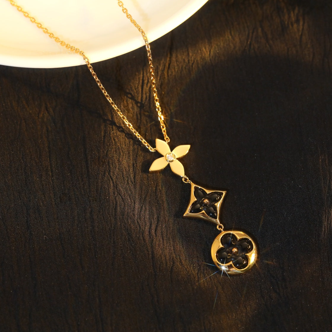 [⭐Spark]STAR AND SUN ONYX PINK GOLD NECKLACE