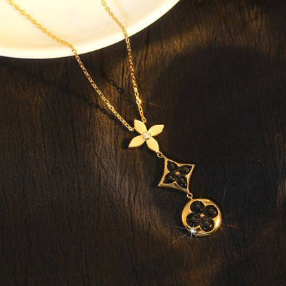 [⭐Spark]STAR AND SUN ONYX PINK GOLD NECKLACE