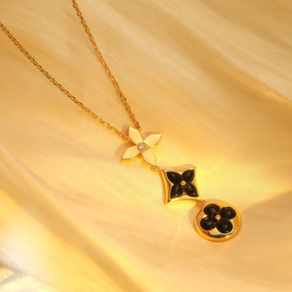 [⭐Spark]STAR AND SUN ONYX PINK GOLD NECKLACE