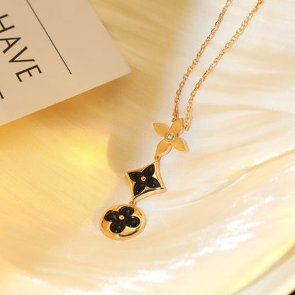 [⭐Spark]STAR AND SUN ONYX PINK GOLD NECKLACE