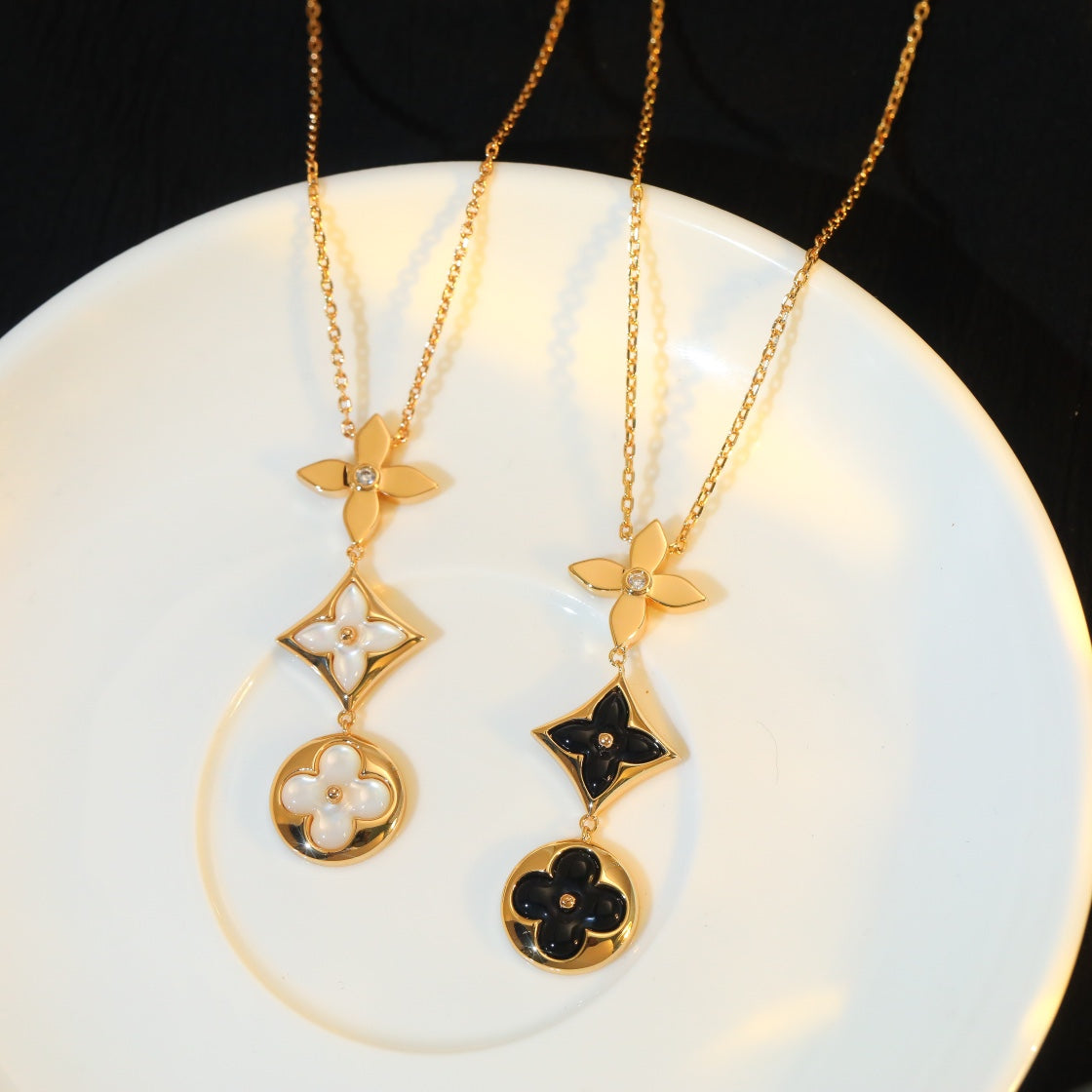 [⭐Spark]STAR AND SUN ONYX PINK GOLD NECKLACE