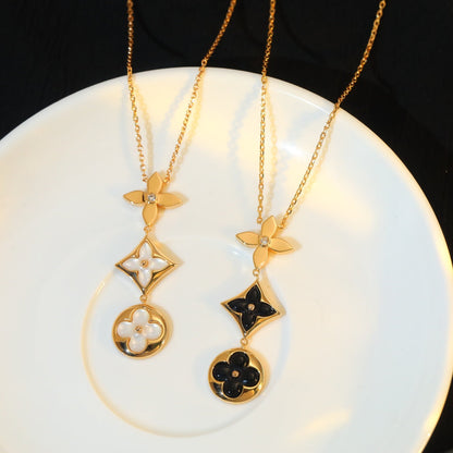[⭐Spark]STAR AND SUN ONYX PINK GOLD NECKLACE