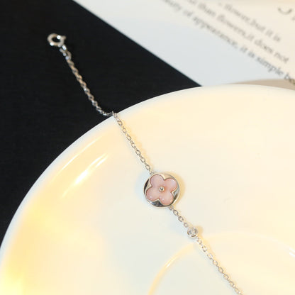 [⭐Spark]SUN MOTIF PINK MOP SILVER BRACELET