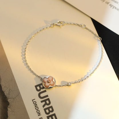 [⭐Spark]SUN MOTIF PINK MOP SILVER BRACELET