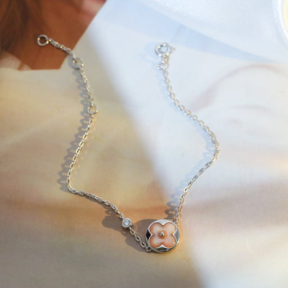 [⭐Spark]SUN MOTIF PINK MOP SILVER BRACELET