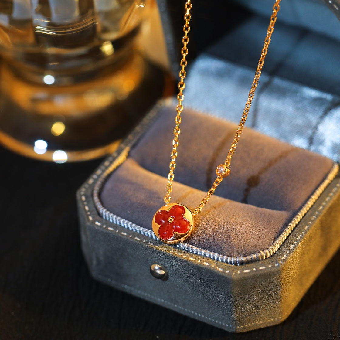 [⭐Spark]SUN PEDANT PINK GOLD 1 DIAMOND NECKLACE