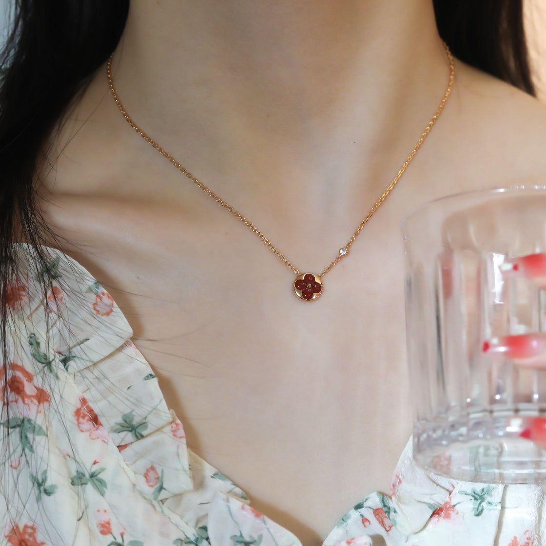 [⭐Spark]SUN PEDANT PINK GOLD 1 DIAMOND NECKLACE