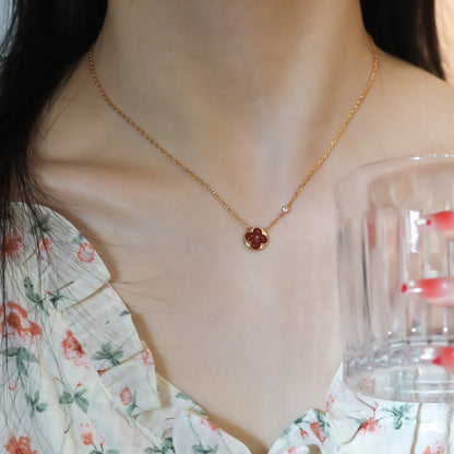 [⭐Spark]SUN PEDANT PINK GOLD 1 DIAMOND NECKLACE