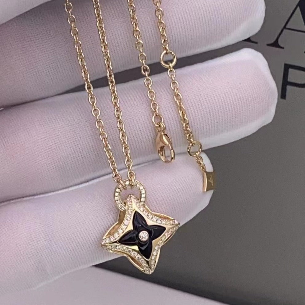 [⭐Spark]STAR PEDANT PINK GOLD DIAMOND NECKLACE