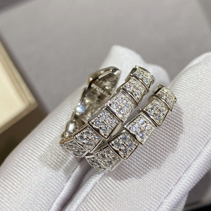 [⭐Spark]SERPENTI DOUBLE RING SILVER DIAMOND PAVED