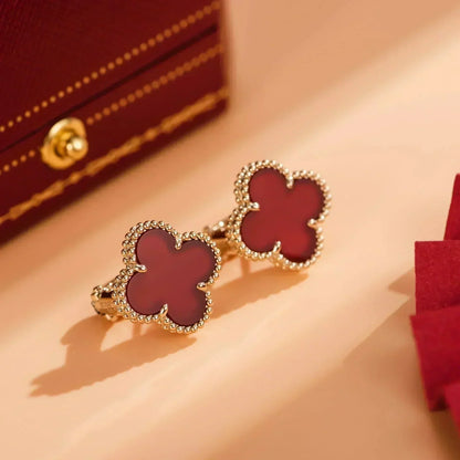 [⭐Spark]CLOVER MEDIUM 1 MOTIFS CARNELIAN  EARRINGS