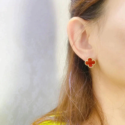 [⭐Spark]CLOVER MEDIUM 1 MOTIFS CARNELIAN  EARRINGS