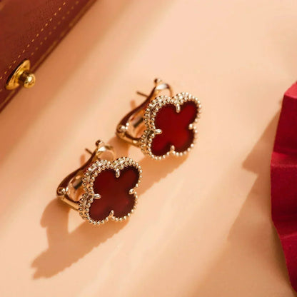 [⭐Spark]CLOVER MEDIUM 1 MOTIFS CARNELIAN  EARRINGS