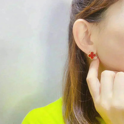 [⭐Spark]CLOVER MEDIUM 1 MOTIFS CARNELIAN  EARRINGS